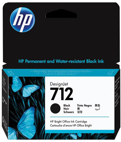 Картридж струйный для плоттера HP (3ED70A) DesignJet T230/T250/T630/T650, №712, черный, оригинальный