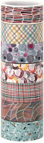 Клейкие WASHI-ленты для декора "Микс №3", 15 мм х 3 м, 7 цветов, рисовая бумага, ОСТРОВ СОКРОВИЩ, 661711