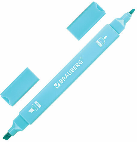 Набор текстовыделителей двусторонних 6 ПАСТЕЛЬНЫХ ЦВЕТОВ, BRAUBERG "Macaroon", линия 1-5 мм, 152513