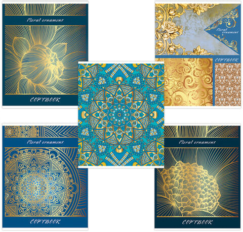 Тетрадь А5, 48 л., BRAUBERG, клетка, тиснение фольгой, УЗОРЫ, 403048