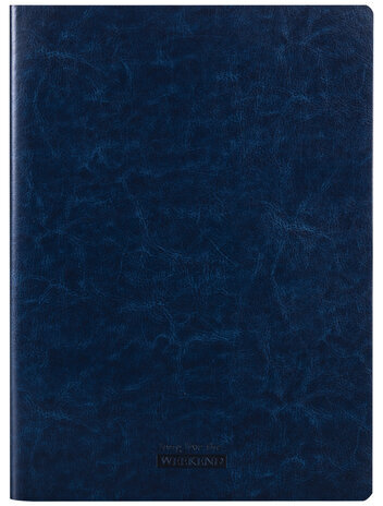 Тетрадь 48 л. в линию обложка гладкий кожзам, сшивка, A5 (147х210мм), ТЕМНО-СИНИЙ, BRAUBERG VIVA, 403894