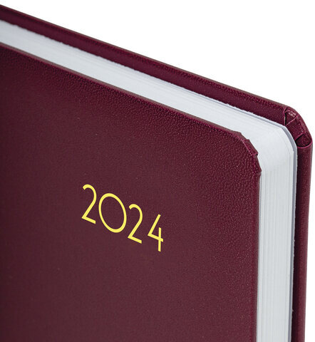 Ежедневник датированный 2024 А5 138x213 мм BRAUBERG "Select", балакрон, бордовый, 114879