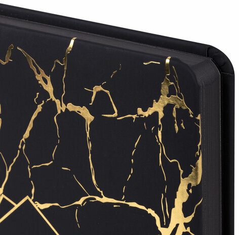 Ежедневник датированный 2024 А5 138x213 мм BRAUBERG "Goldy", под кожу, цветной срез, черный, 114979