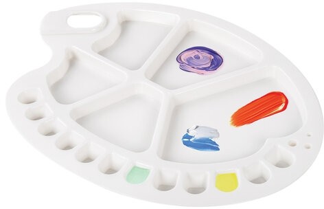 Палитра художественная пластиковая овальная 34х25 см, 17 ячеек, BRAUBERG ART DEBUT, 192230