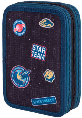 Пенал BRAUBERG, 3 отделения, полиэстер, 21х14 см, &quot;Space mission&quot;, 270729