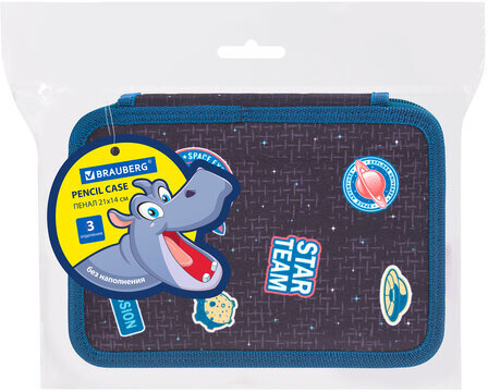 Пенал BRAUBERG, 3 отделения, полиэстер, 21х14 см, "Space mission", 270729