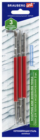 Стеки для лепки и моделирования металлические эргономичные, НАБОР 3 шт., BRAUBERG ART, 271167