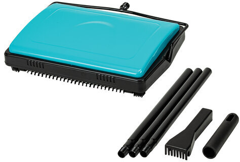 Щетка-веник-пылесос механическая для пола и ковровых покрытий, металл, чёрно-бирюзовая, DASWERK, 608948