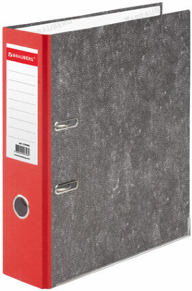 Папка-регистратор BRAUBERG, фактура стандарт, с мраморным покрытием, 75 мм, красный корешок, 220988