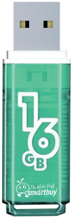 Флеш-диск 16 GB, SMARTBUY Glossy, USB 2.0, зеленый, SB16GBGS-G