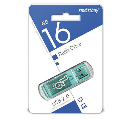 Флеш-диск 16 GB, SMARTBUY Glossy, USB 2.0, зеленый, SB16GBGS-G