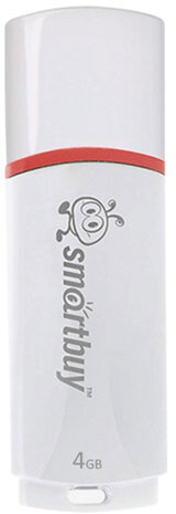 Флеш-диск 4 GB, SMARTBUY Crown, USB 2.0, белый, SB4GBCRW-W