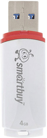 Флеш-диск 4 GB, SMARTBUY Crown, USB 2.0, белый, SB4GBCRW-W