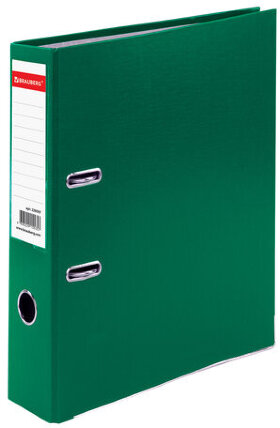 Папка-регистратор, покрытие пластик, 75 мм, ПРОЧНАЯ, с уголком, BRAUBERG, зеленая, 226597
