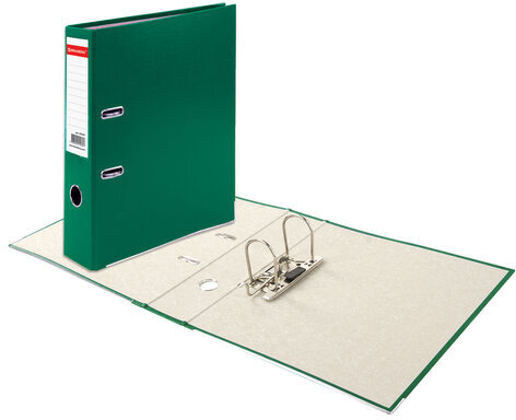 Папка-регистратор, покрытие пластик, 75 мм, ПРОЧНАЯ, с уголком, BRAUBERG, зеленая, 226597