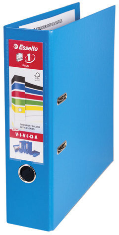 Папка-регистратор ESSELTE "VIVIDA Plus", А4+, с двухсторонним покрытием из пластика, 80 мм, синяя, 81185