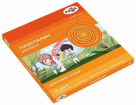 Пластилин классический ГАММА "Оранжевое солнце", 24 цвета, 312 г, стек, 130520207