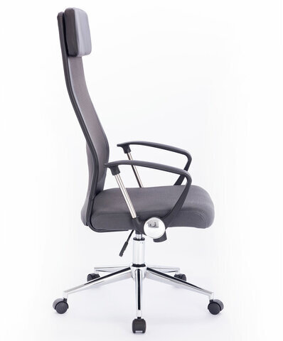 Кресло офисное BRABIX "Flight R EX-541", хром, ткань TW, сетка, черное/серое, 532518