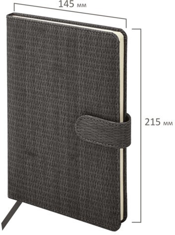 Еженедельник датированный 2026 А5 145х215 мм, BRAUBERG "Augustus", под кожу, черный, 117161