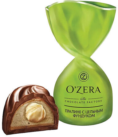 Конфеты шоколадные O'ZERA с цельным фундуком, 500 г, пакет, УК753