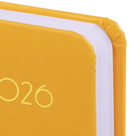 Ежедневник датированный 2026, МАЛЫЙ ФОРМАТ 100х150 мм, А6, BRAUBERG "Select", балакрон, желтый, 117261