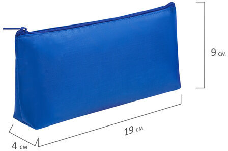 Пенал-косметичка ПИФАГОР на молнии, текстиль, синий, 19х4х9 см, 229004