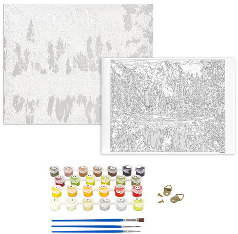 Картина по номерам 40х50 см, ОСТРОВ СОКРОВИЩ "Горное озеро", на подрамнике, акриловые краски, 3 кисти, 662462