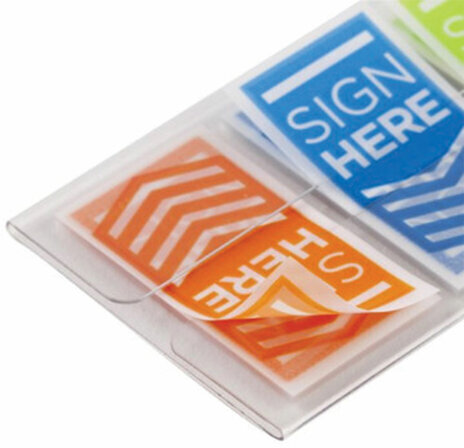 Закладки клейкие POST-IT "Поставьте Вашу подпись", пластиковые, 24 мм, 3 цвета х 20 шт., 682-SH-OBL