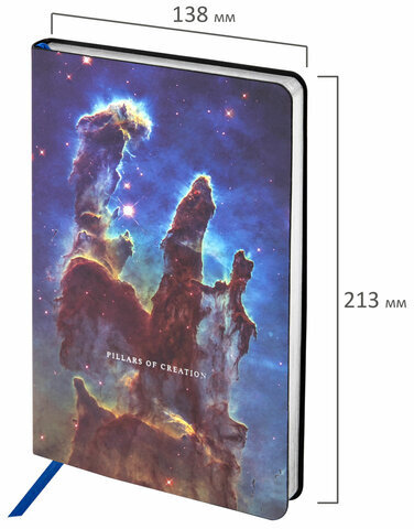 Ежедневник недатированный А5 (138х213 мм), BRAUBERG VISTA, под кожу, гибкий, 136 л., "SpaceX", 111994