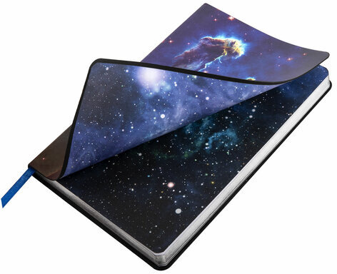 Ежедневник недатированный А5 (138х213 мм), BRAUBERG VISTA, под кожу, гибкий, 136 л., "SpaceX", 111994