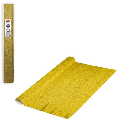 Бумага гофрированная/креповая (ИТАЛИЯ) 140 г/м2, 50х250 см, желтое золото (911), BRAUBERG FIORE, 112600