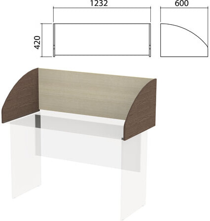 Экран-перегородка "Канц" 1232х600х420 мм, цвет дуб молочный/венге (КОМПЛЕКТ С ФУРНИТУРОЙ)