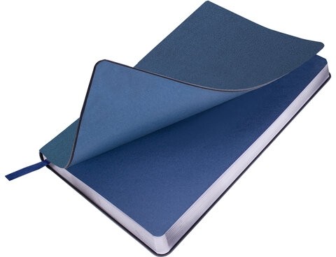 Ежедневник недатированный А5 138х213 мм BRAUBERG "Metallic", под кожу, 136 л., гибкий, синий, 113376