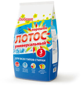 Стиральный порошок автомат 3 кг ЛЮБАША &quot;ЛОТОС&quot;, для всех типов тканей, 605569