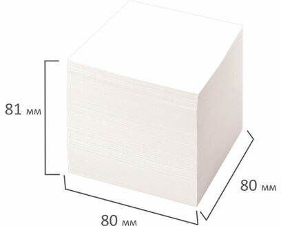 Блок для записей STAFF, проклеенный, куб 8х8 см,1000 листов, белый, белизна 90-92%, 120382