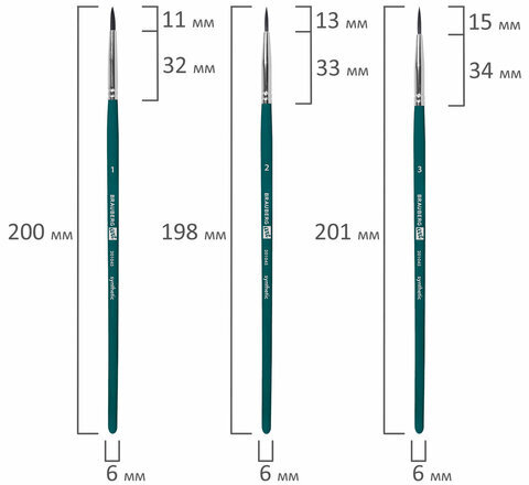 Кисти художественные набор 15 шт.+мастихин, в пенале, изумрудные, синтетика, BRAUBERG ART DEBUT, 201045