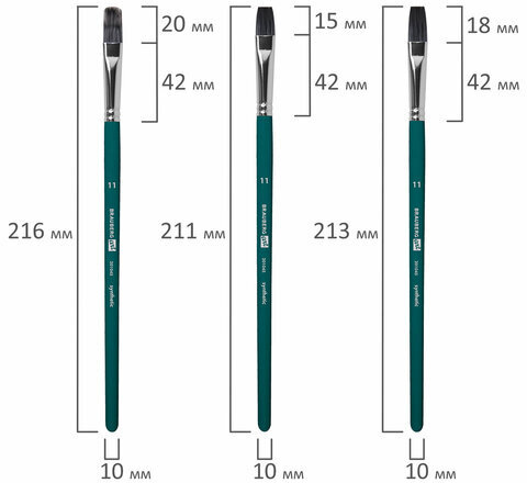 Кисти художественные набор 15 шт.+мастихин, в пенале, изумрудные, синтетика, BRAUBERG ART DEBUT, 201045