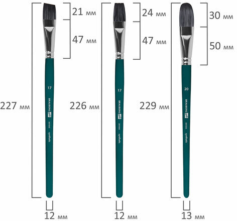 Кисти художественные набор 15 шт.+мастихин, в пенале, изумрудные, синтетика, BRAUBERG ART DEBUT, 201045