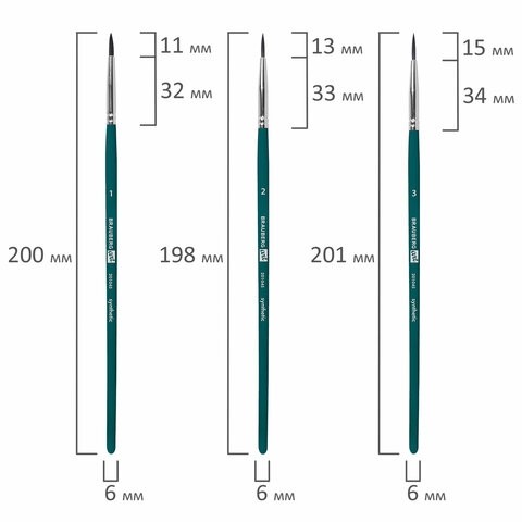 Кисти художественные набор 15 шт.+мастихин, в пенале, изумрудные, синтетика, BRAUBERG ART DEBUT, 201045