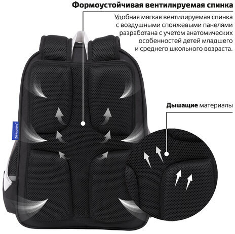 Рюкзак BRAUBERG SOFT, 2 отделения, 3 кармана, "Joyful kitten", СВЕТЯЩИЙСЯ, 40х31х15 см, 228791