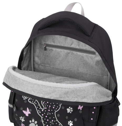 Рюкзак BRAUBERG SOFT, 2 отделения, 3 кармана, "Joyful kitten", СВЕТЯЩИЙСЯ, 40х31х15 см, 228791