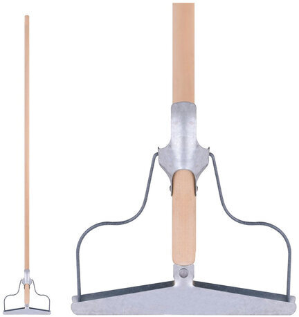 Швабра для пола с металлическим зажимом, деревянный черенок 120 см, рабочая часть 20 см, ШВА 094