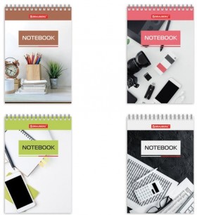 Блокнот МАЛЫЙ ФОРМАТ (97х145 мм) А6, 40 л., гребень, картон, клетка, BRAUBERG, "Идеальный офис", 129823