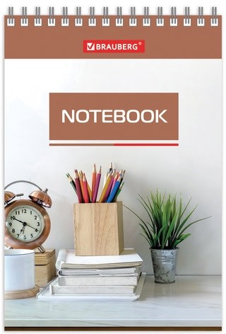 Блокнот МАЛЫЙ ФОРМАТ (97х145 мм) А6, 40 л., гребень, картон, клетка, BRAUBERG, "Идеальный офис", 129823