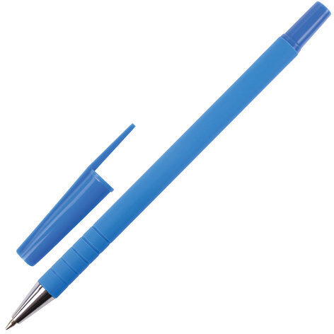 Ручка шариковая BRAUBERG "Capital blue", СИНЯЯ, корпус soft-touch голубой, узел 0,7 мм, линия письма 0,35 мм, 142493