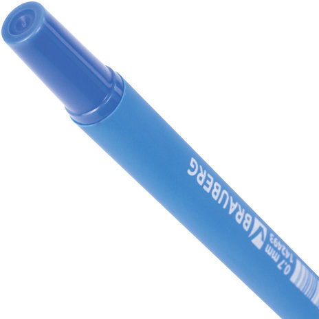 Ручка шариковая BRAUBERG "Capital blue", СИНЯЯ, корпус soft-touch голубой, узел 0,7 мм, линия письма 0,35 мм, 142493