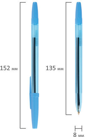 Ручка шариковая масляная STAFF "Basic BP-962", СИНЯЯ, корпус тонированный синий, узел 1 мм, линия письма 0,7 мм, 142962