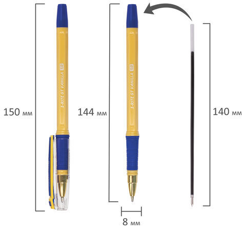 Ручка шариковая масляная с грипом BRAUBERG "i-Rite GT Vanilla", СИНЯЯ, корпус кремовый, узел 1 мм, 143304