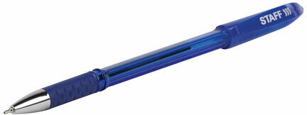 Ручка шариковая масляная с грипом STAFF "Manager OBP-10", СИНЯЯ, узел 0,7 мм, линия письма 0,35 мм, 143743