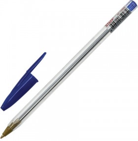 Ручка шариковая STAFF "Basic Budget BP-04", СИНЯЯ, линия письма 0,5 мм, с штрихкодом, 143868